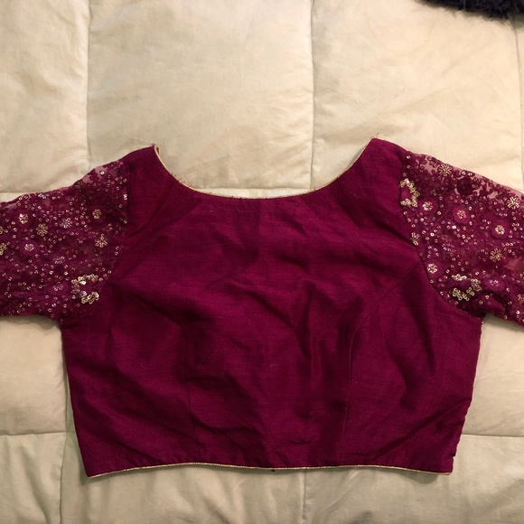 Indian Fuschia/ Plum Pink Lengha in Small - Picture 6 of 12